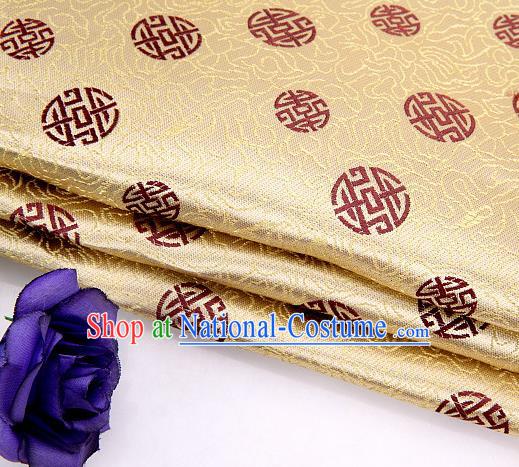 Asian Chinese Traditional Royal Longevity Pattern Golden Brocade Fabric Tang Suit Silk Fabric Material