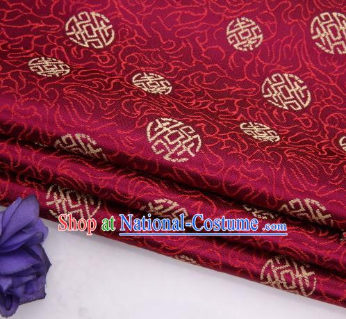 Asian Chinese Traditional Royal Longevity Pattern Wine Red Brocade Fabric Tang Suit Silk Fabric Material