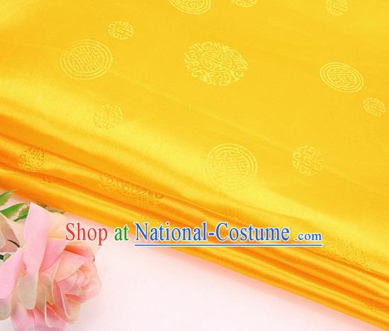 Asian Chinese Traditional Round Pattern Yellow Brocade Fabric Tang Suit Silk Fabric Material