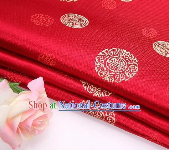 Asian Chinese Traditional Round Pattern Brocade Fabric Tang Suit Red Silk Fabric Material