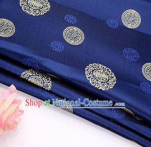 Asian Chinese Traditional Round Pattern Royalblue Brocade Fabric Tang Suit Silk Material