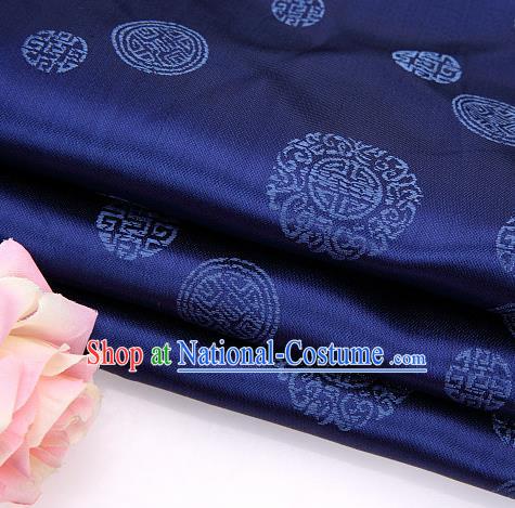 Asian Chinese Traditional Round Pattern Navy Brocade Fabric Tang Suit Silk Material