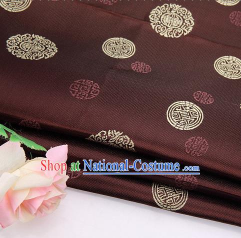 Asian Chinese Traditional Round Pattern Brown Brocade Fabric Tang Suit Silk Material