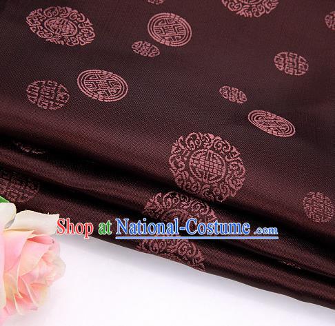 Asian Chinese Traditional Round Pattern Coffee Brocade Fabric Tang Suit Silk Material