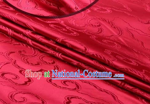 Asian Chinese Traditional Royal Auspicious Clouds Pattern Wine Red Brocade Fabric Tang Suit Silk Fabric Material