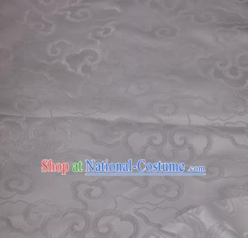 Asian Chinese Traditional Royal Auspicious Clouds Pattern White Brocade Fabric Tang Suit Silk Fabric Material