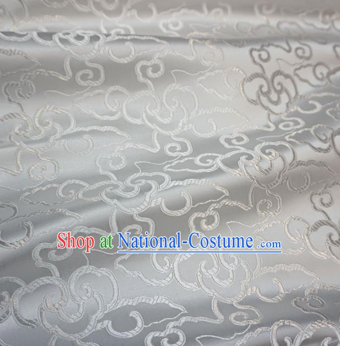 Asian Chinese Traditional Brocade Fabric Clouds Pattern White Satin Tang Suit Silk Material