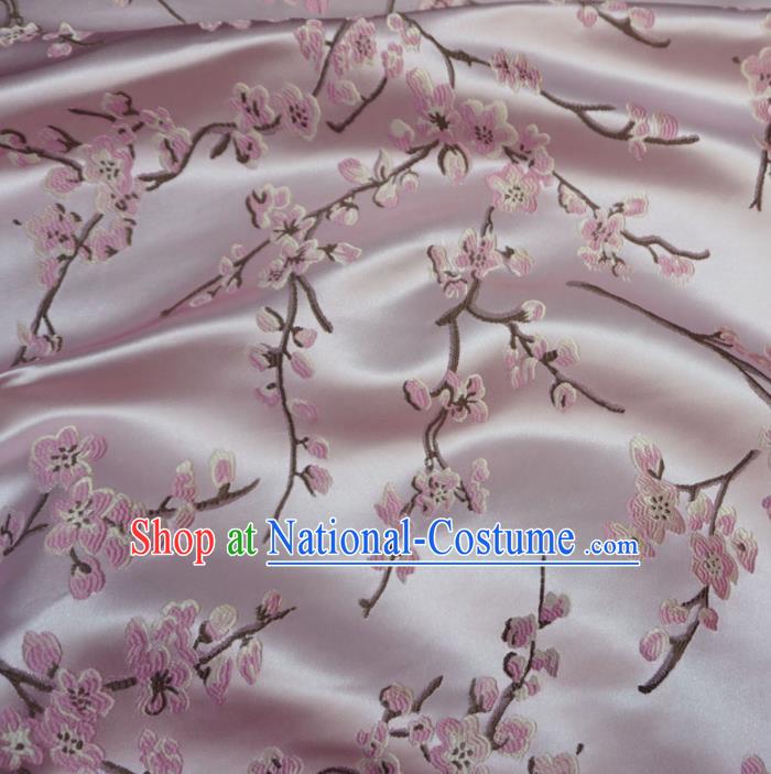 Asian Chinese Traditional Brocade Fabric Embroidered Plum Blossom Pattern Pink Satin Tang Suit Silk Material