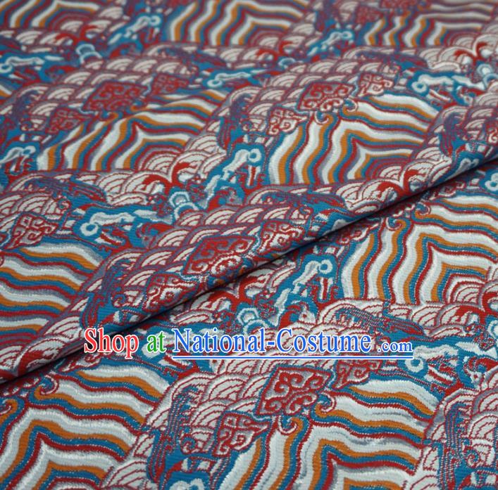 Asian Chinese Classical Waves Design Pattern Brocade Traditional Cheongsam Satin Fabric Tang Suit Silk Material