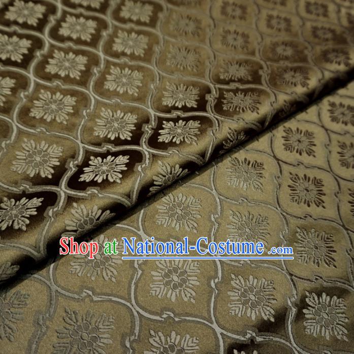 Asian Chinese Traditional Satin Fabric Classical Pattern Bronze Brocade Tang Suit Silk Material