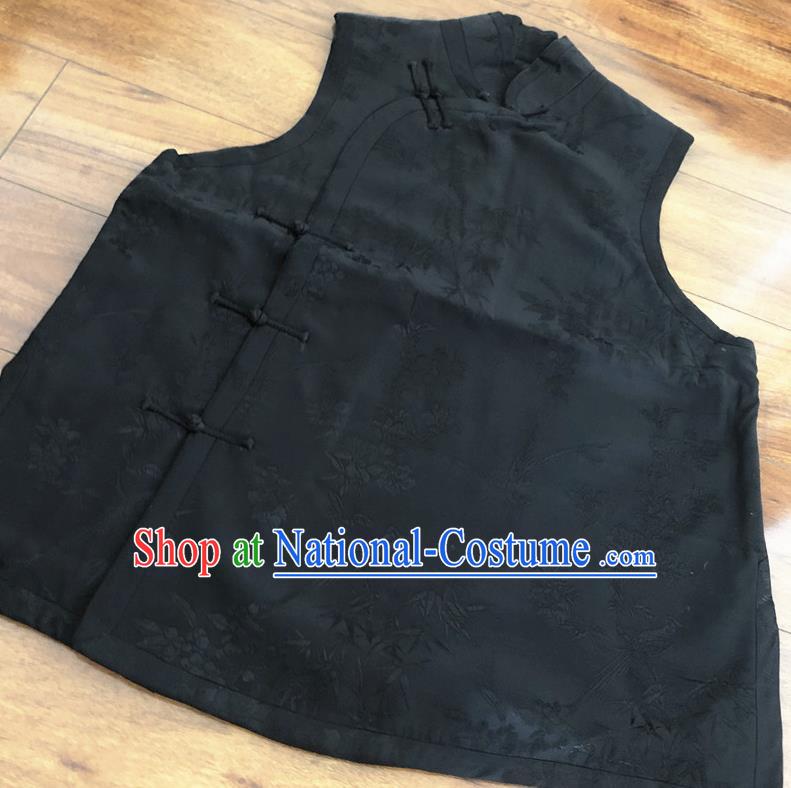 Chinese Traditional Costume Black Waistcoat National Tang Suit Vest for Women