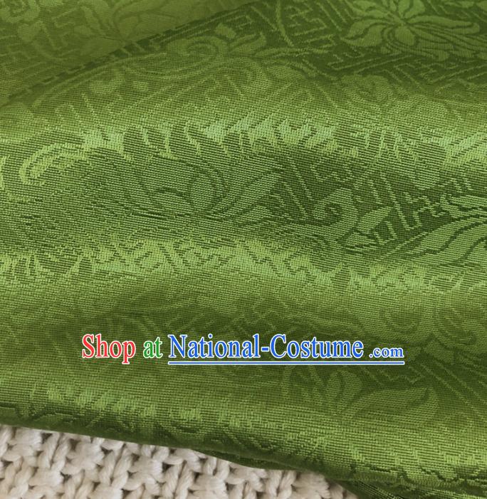 Asian Chinese Classical Scroll Design Pattern Green Brocade Traditional Cheongsam Satin Fabric Tang Suit Silk Material