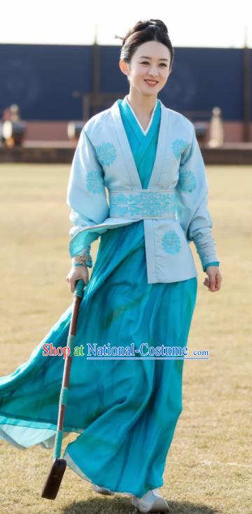 Chinese Ancient Drama The Story Of MingLan Song Dynasty Young Lady Embroidered Riding Costume for Women