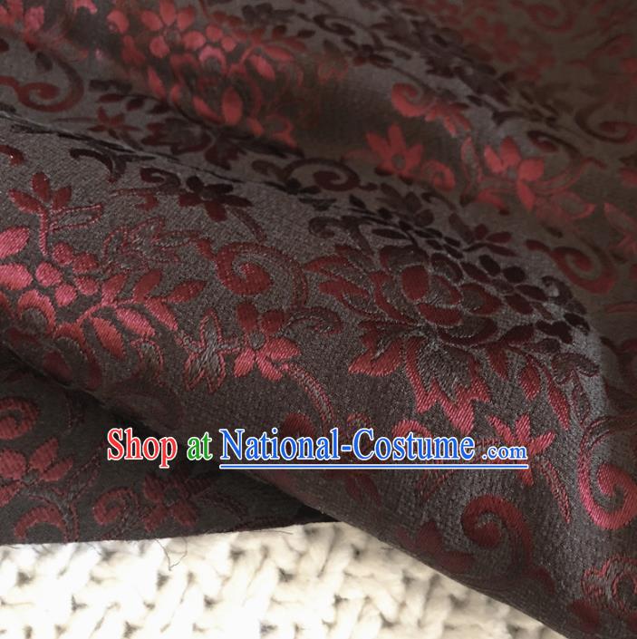 Asian Chinese Classical Flowers Design Pattern Black Brocade Traditional Cheongsam Satin Fabric Tang Suit Silk Material