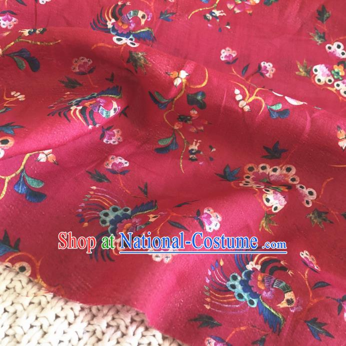 Asian Chinese Classical Design Pattern Red Brocade Traditional Cheongsam Satin Fabric Tang Suit Silk Material