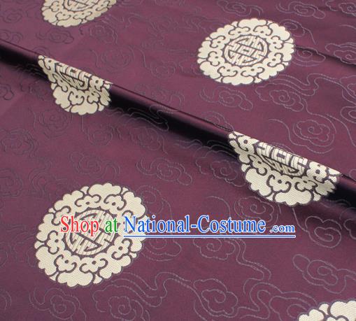 Asian Chinese Classical Round Design Pattern Brown Brocade Traditional Tibetan Robe Satin Fabric Silk Material