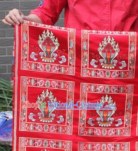 Asian Chinese Classical Buddhism Pattern Red Nanjing Brocade Traditional Tibetan Robe Satin Fabric Silk Material