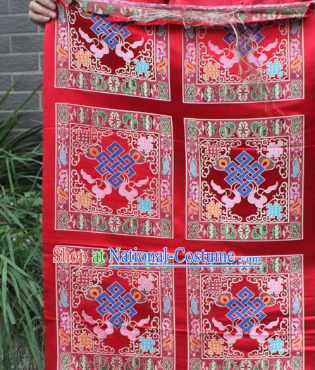 Asian Chinese Classical Buddhism Lucky Pattern Red Nanjing Brocade Traditional Tibetan Robe Satin Fabric Silk Material