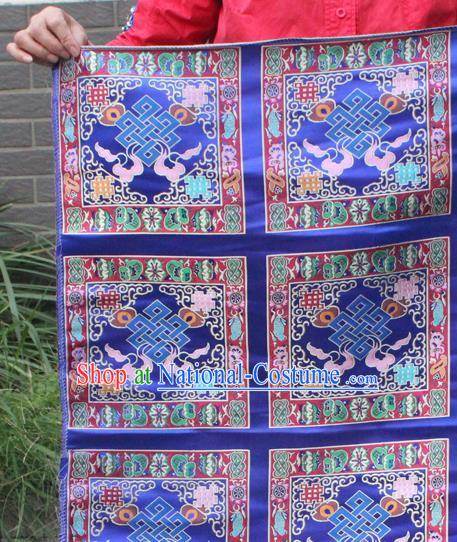 Asian Chinese Classical Buddhism Lucky Pattern Royalblue Nanjing Brocade Traditional Tibetan Robe Satin Fabric Silk Material