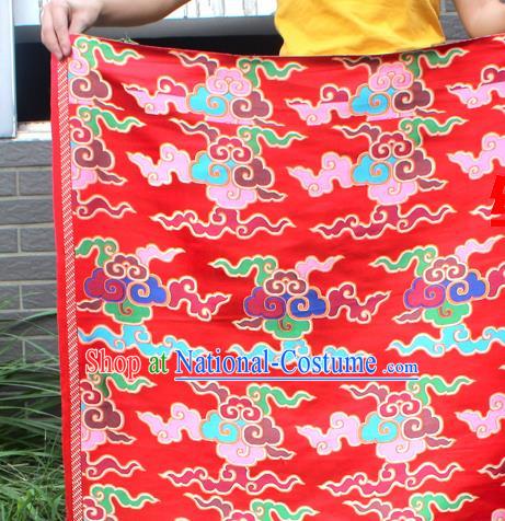 Asian Chinese Classical Buddhism Clouds Pattern Red Nanjing Brocade Traditional Tibetan Robe Satin Fabric Silk Material