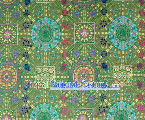 Asian Chinese Classical Buddhism Lotus Pattern Green Nanjing Brocade Traditional Tibetan Robe Satin Fabric Silk Material