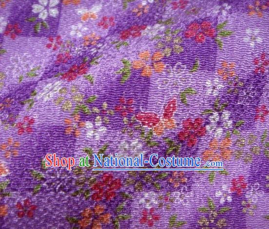 Asian Traditional Classical Butterfly Flowers Pattern Purple Tapestry Satin Brocade Fabric Japanese Kimono Silk Material