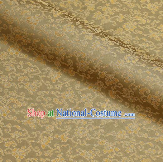 Asian Traditional Classical Acanthus Pattern Golden Brocade Fabric Japanese Kimono Satin Silk Material