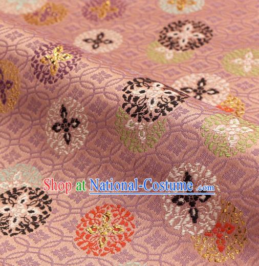 Asian Traditional Classical Pattern Nishijin Pink Brocade Fabric Japanese Kimono Satin Silk Material