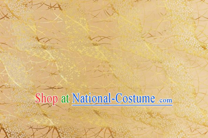 Asian Traditional Classical Sakura Pattern Yellow Tapestry Satin Nishijin Brocade Fabric Japanese Kimono Silk Material