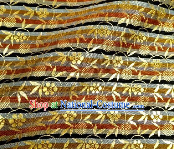 Asian Traditional Classical Bamboo Leaf Pattern Tapestry Satin Nishijin Brocade Fabric Japanese Kimono Silk Material