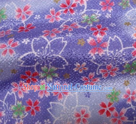 Asian Traditional Classical Sakura Pattern Purple Tapestry Satin Nishijin Brocade Fabric Japanese Kimono Silk Material