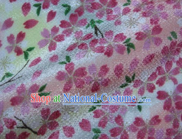 Asian Traditional Classical Sakura Pattern Pink Tapestry Satin Nishijin Brocade Fabric Japanese Kimono Silk Material