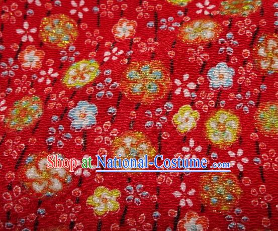 Asian Traditional Classical Pattern Red Brocade Tapestry Satin Fabric Japanese Kimono Silk Material