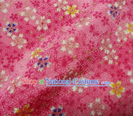 Asian Traditional Kimono Classical Sakura Pattern Pink Brocade Tapestry Satin Fabric Japanese Silk Material