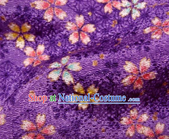 Asian Traditional Kimono Classical Sakura Pattern Purple Brocade Tapestry Satin Fabric Japanese Silk Material