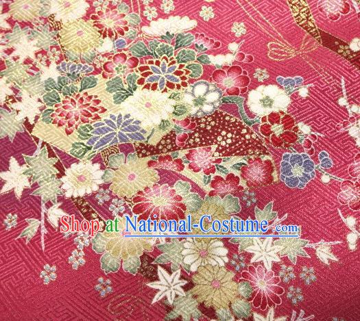 Asian Traditional Kimono Classical Sakura Pattern Rosy Nishijin Brocade Tapestry Satin Fabric Japanese Silk Material