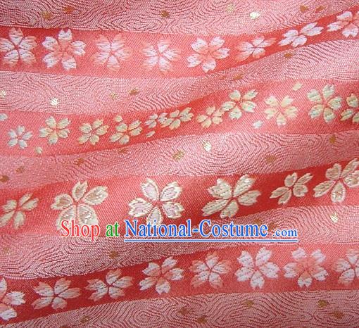 Asian Traditional Damask Classical Sakura Pattern Pink Brocade Fabric Japanese Kimono Tapestry Satin Silk Material