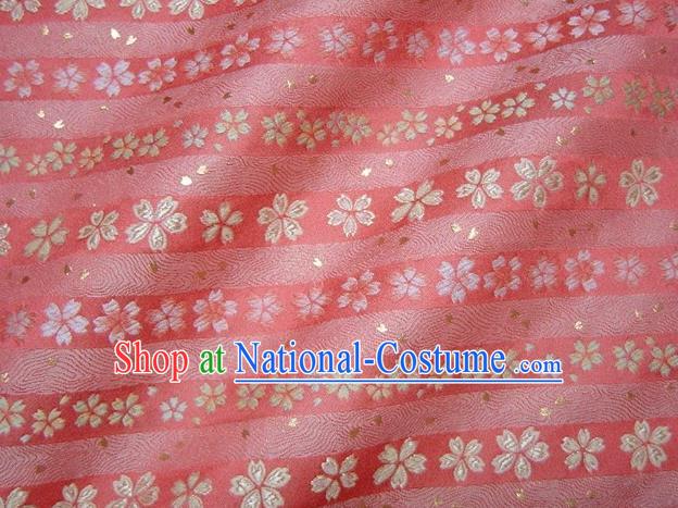 Asian Traditional Damask Classical Sakura Pattern Pink Brocade Fabric Japanese Kimono Tapestry Satin Silk Material