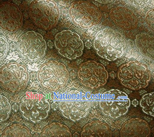 Asian Traditional Baldachin Classical Pattern Golden Brocade Fabric Japanese Kimono Tapestry Satin Silk Material