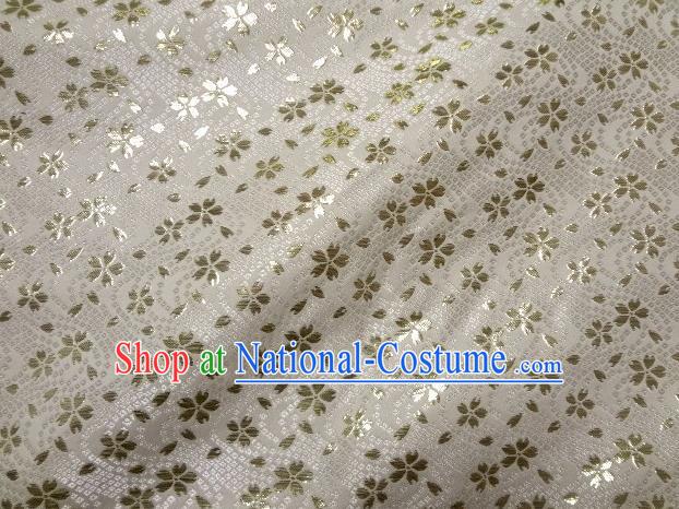 Asian Traditional Baldachin Classical Sakura Pattern White Brocade Fabric Japanese Kimono Tapestry Satin Silk Material