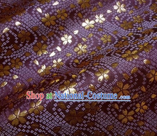 Asian Traditional Baldachin Classical Sakura Pattern Purple Brocade Fabric Japanese Kimono Tapestry Satin Silk Material