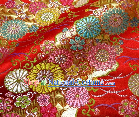 Asian Traditional Classical Pattern Damask Red Brocade Fabric Japanese Kimono Tapestry Satin Silk Material