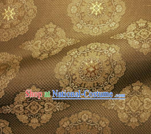 Asian Traditional Kimono Classical Pattern Brown Damask Brocade Fabric Japanese Kyoto Tapestry Satin Silk Material