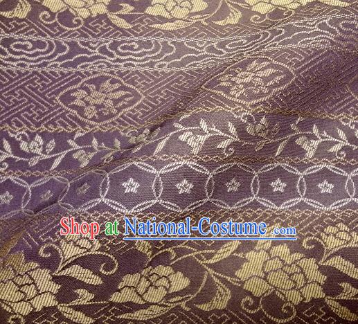 Asian Traditional Kimono Classical Roses Pattern Purple Damask Brocade Fabric Japanese Kyoto Tapestry Satin Silk Material