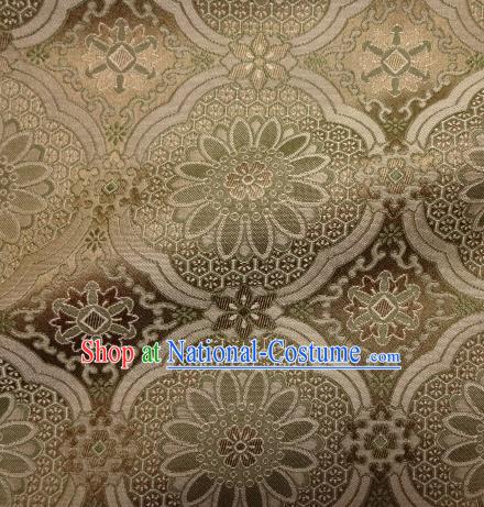 Asian Traditional Kimono Classical Pattern Bronze Damask Brocade Fabric Japanese Kyoto Tapestry Satin Silk Material