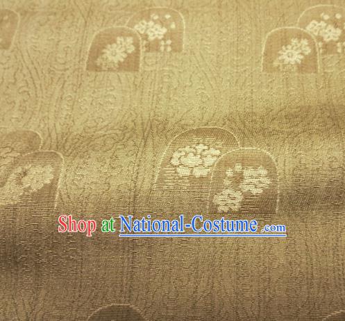 Asian Traditional Kimono Classical Pattern Golden Damask Brocade Fabric Japanese Kyoto Tapestry Satin Silk Material