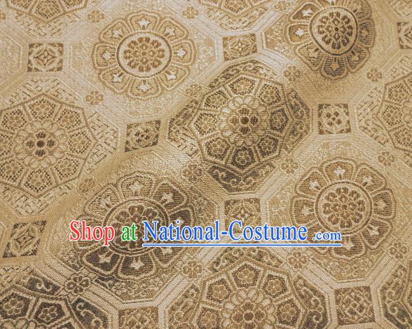 Asian Traditional Kimono Classical Pattern Golden Damask Brocade Fabric Japanese Kyoto Tapestry Satin Silk Material