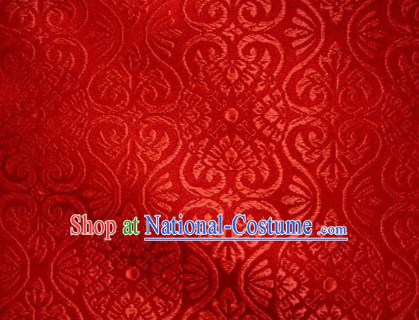 Asian Traditional Kyoto Kimono Brocade Classical Pattern Red Damask Fabric Japanese Tapestry Satin Silk Material