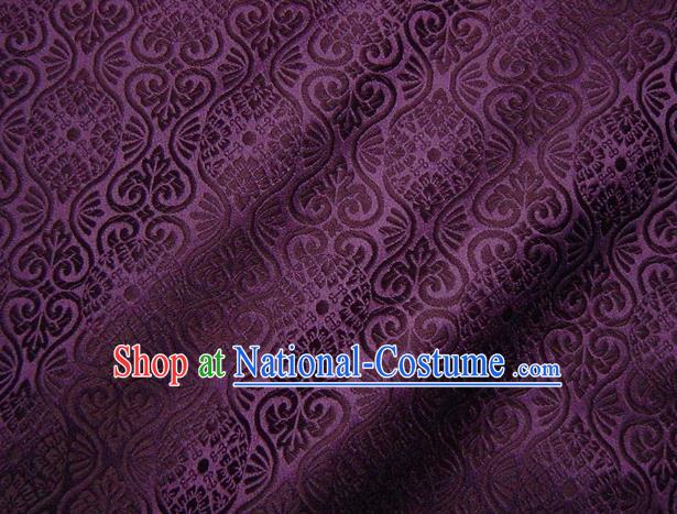 Asian Traditional Kyoto Kimono Brocade Classical Pattern Deep Purple Damask Fabric Japanese Tapestry Satin Silk Material