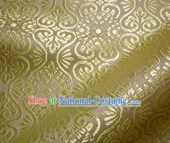 Asian Traditional Kyoto Kimono Brocade Classical Pattern Yellow Damask Fabric Japanese Tapestry Satin Silk Material